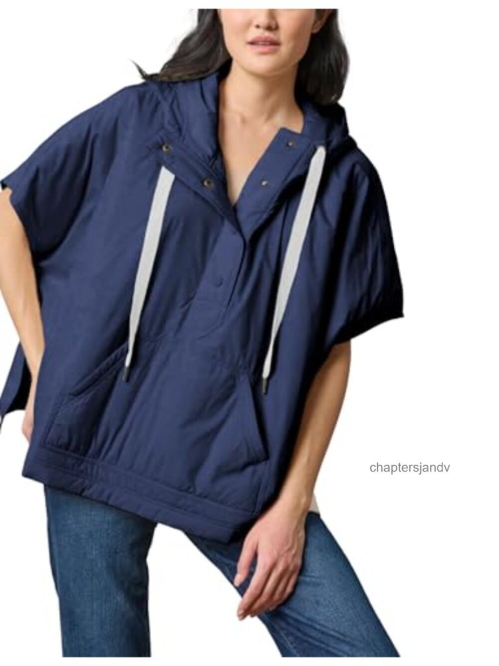 Oversized Hooded Puffer Vest Snap Button Kangaroo Pocket Sleeveless Jacket